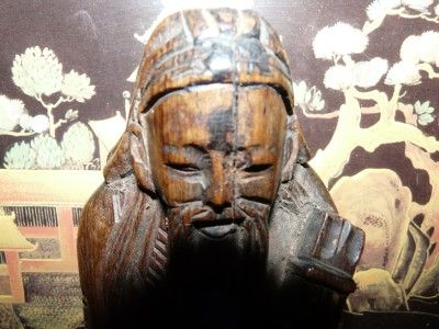 Ancient Chinese Sage with Holy Scrolls Wood Carving  