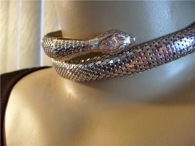 Vintage Whiting & Davis Snake BraceletChoker SilverMesh  