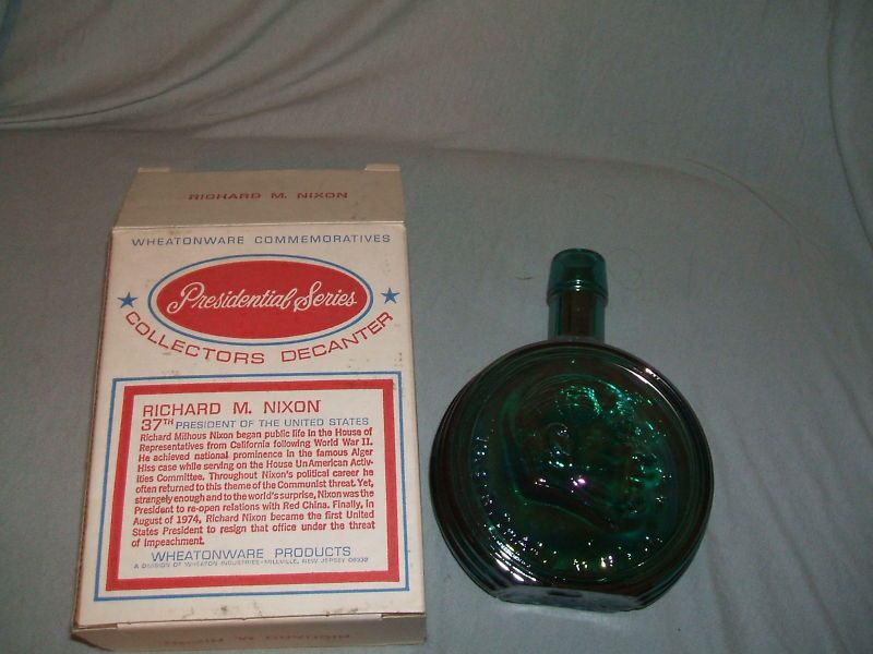 Wheatonware Commemorative Richard Nixon Glass Decanter  