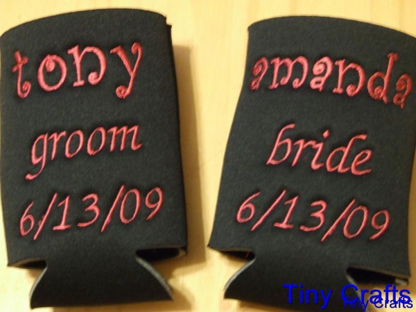 Personalized Soda/Beer Can Koozie  Wedding/Bride/Groom  