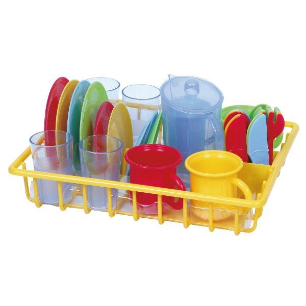 PlayGo Pretend 30 Piece Home Dish Drainer With Dishes & Utensils ~NEW 