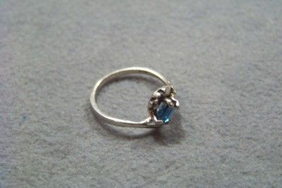 ANTIQUE STERLING SILVER LONDON BLUE TOPAZ BIG RING 7.5  