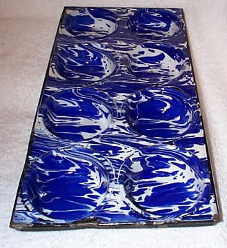 RARE Cobalt Blue & White Large Swirl 8 Muffin Pan RARE  