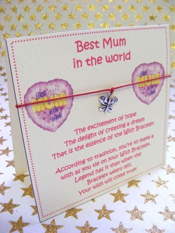   Mum Mummy Mom Mommy Thank You Wish Bracelet Gift Card Present  