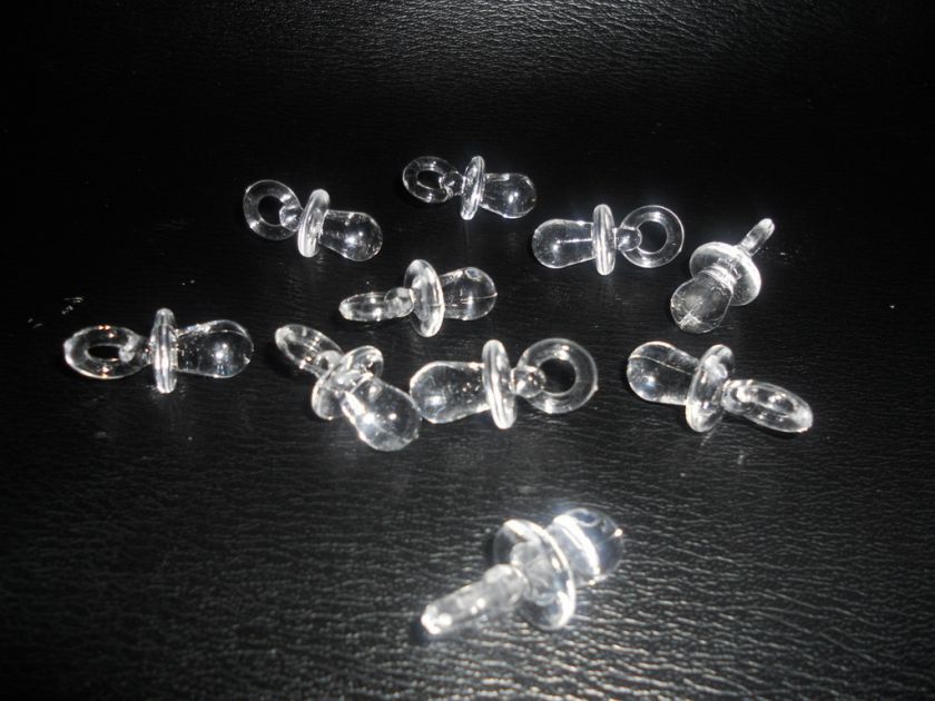 Baby Shower Favors ~ 10 Clear Acrylic Dummy / Pacifiers  