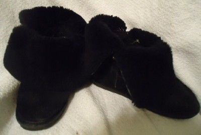 WOMENS 681W VICTORIAN BEARPAW BLACK SHORT OPENED SUEDE BOOTS SZ 7 W7 