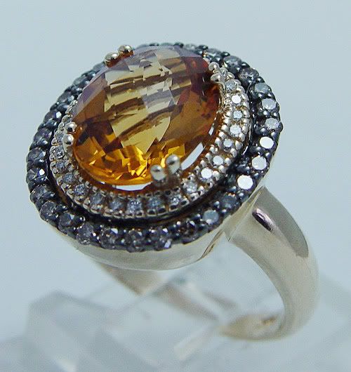   14K Yellow Gold Citrine Diamond Ring Designer Signed Jewelry Le Vian