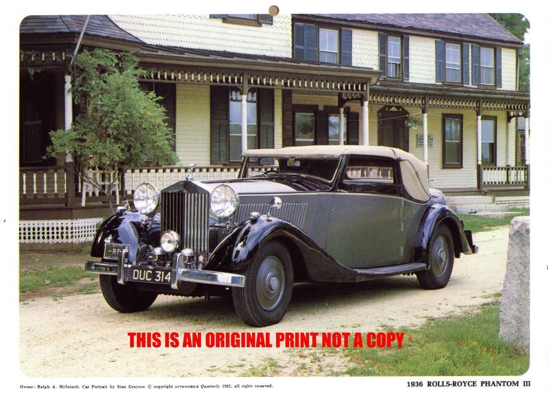 1936 Rolls Royce Phantom III rare classic car print  