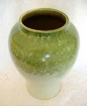 LCT TIFFANY GREEN CELEDON ART NOVEAU POTTERY VASE  