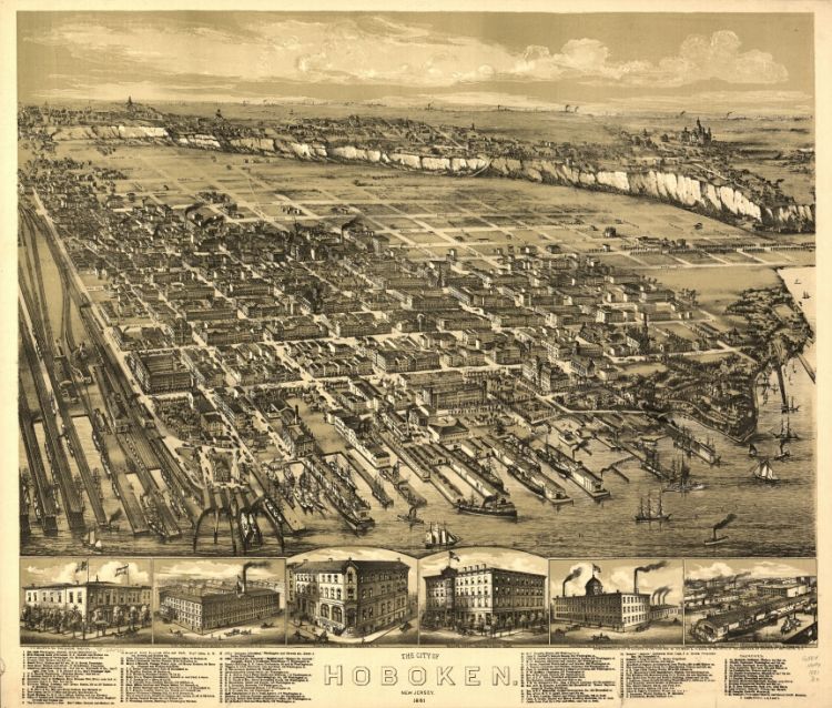 1881 map of the city of Hoboken, New Jersey  