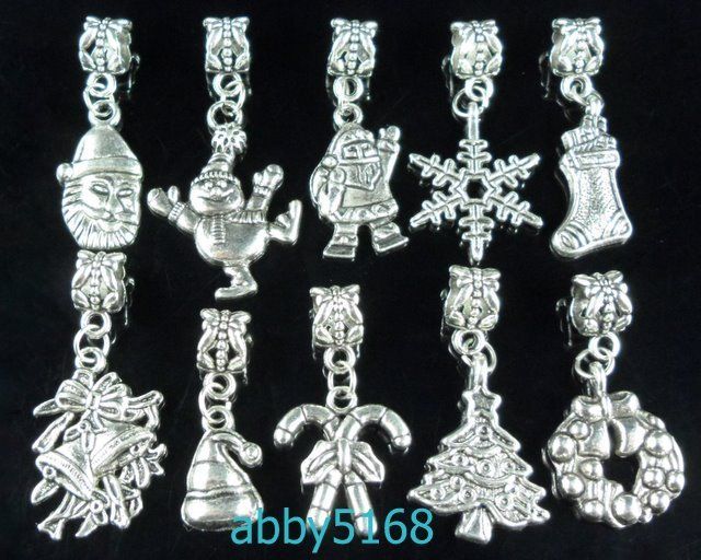 30x Tibetan Silver Xmas Dangle Charm Fit Bracelet ZN06  