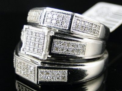 BRIDAL ENGAGEMENT ROUND CUT DIAMOND RING TRIO BAND SET  