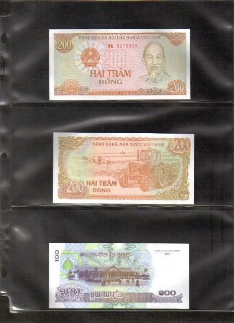 Banknotes from around the world, each in a museum grade archival 