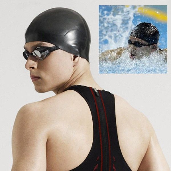 Durable Stylish Sporty Latex Swimming Swim Cap Bathing Hat Blue White 