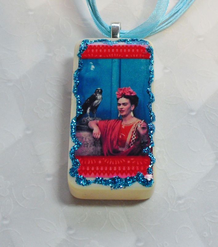 Frida Kahlo Altered Art Necklace Domino  