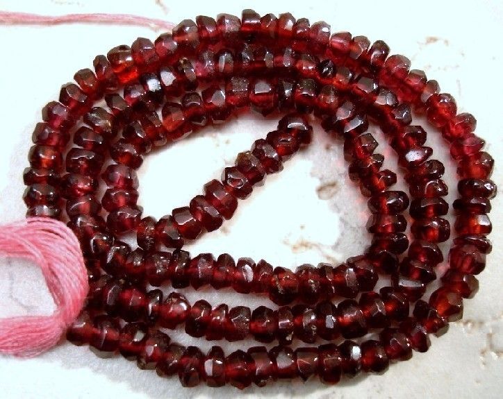 GARNET 4 4.5mm Faceted Rondelle Gemstone Beads 14 long strand  