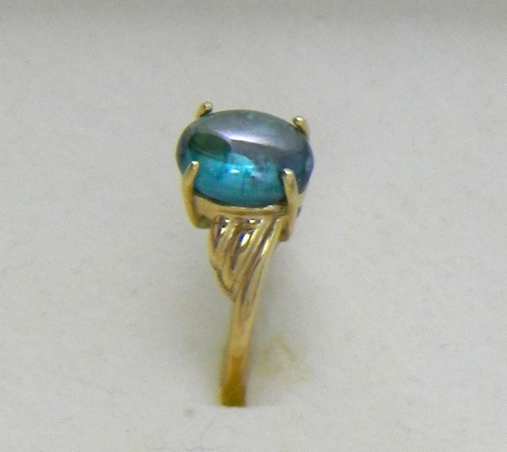 14K Solid Yellow Gold + 2.6 ct Paraiba Topaz RING Sz.8 New  