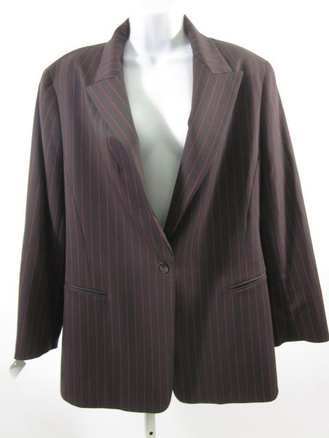 LAFAYETTE 148 Brown Red Stripe Wool Blazer Jacket 14  