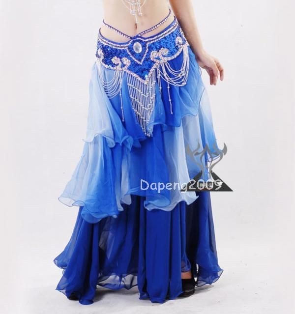 Sexy Belly Dance Costume Double Color Shade Cake Skirt  