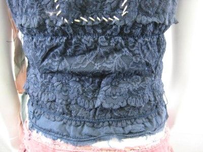 NWT VERY CUTE NAVY BLUE SHANGANA SILK LACE CAMI  