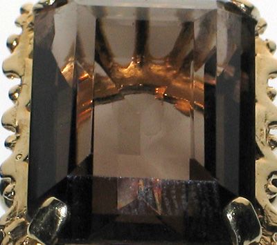 BIG VINTAGE 16 CARATS SMOKY TOPAZ 14K GOLD RING sz 7.5  