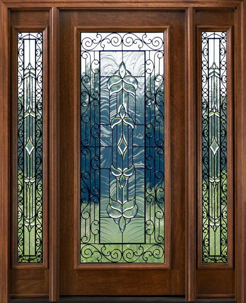 Mahogany Exterior Entry Door 2 Sidelites  