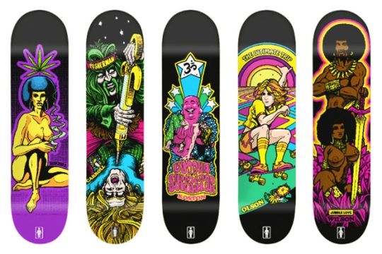 GIRL BLACKLIGHT SERIES SKATEBOARD DECK CARROLL 8 NEW  