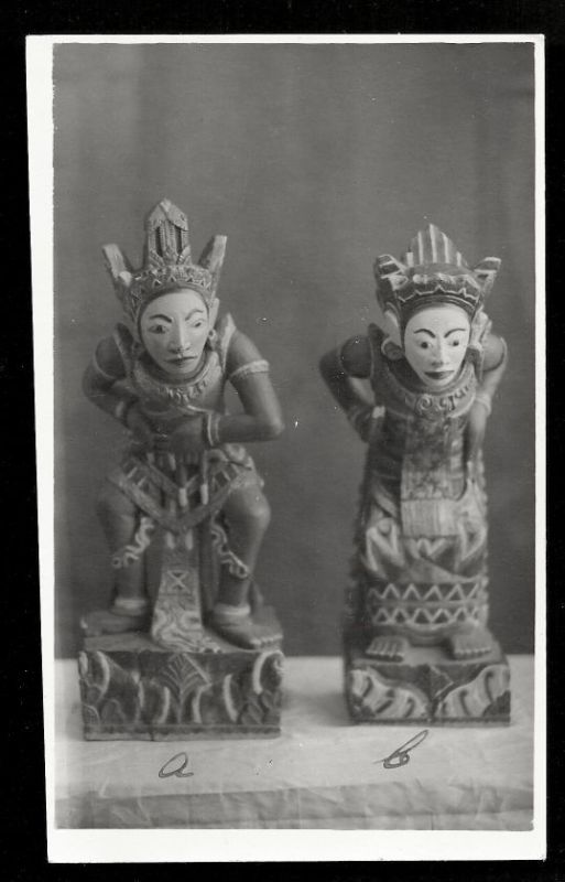 Bali Man Woman Statue Wood Carving Indonesia 20s  