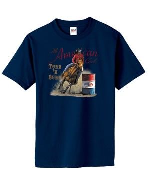 American Girl Turn N Burn Barrel Racing T Shirt S  6x  