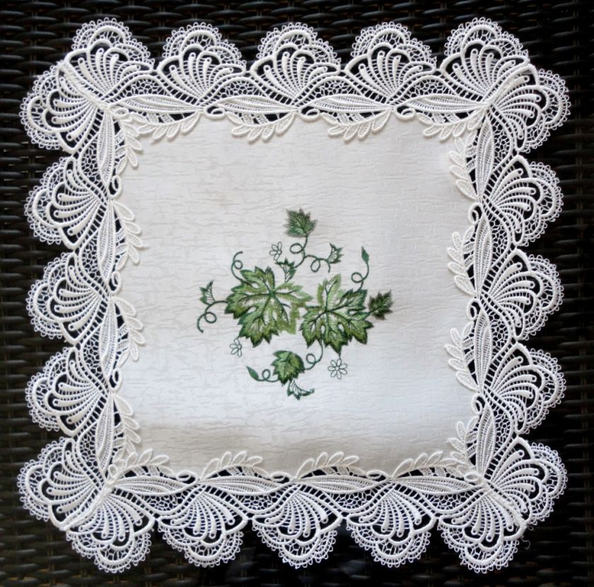 LAVISH LACE Lace Green Leaves Doily Table Topper 17  