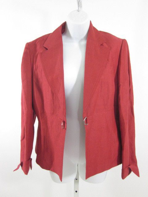 OITRE Red Belted Front Long Sleeve Blazer Jacket Sz 48  