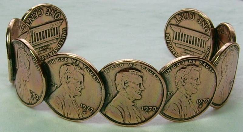 Copper Bracelet by Wheeler Lincoln Head Penny Healing  