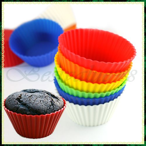 12x Silicone Round Cupcake Bakeware Muffin Mold Lot New  