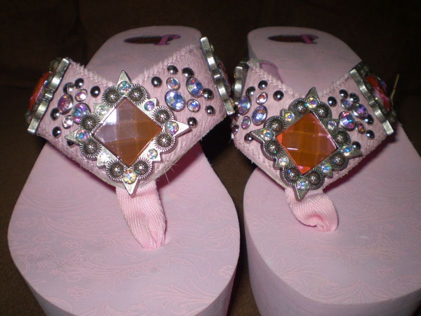 Justin Jeweled Crystal Flip Flop Sandals Leather Jessi  