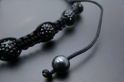 BLACK LINE BLACK 1OMM DISCO BALL BEAD FRIENDSHIP ADJUSTABLE SHAMBALLA 