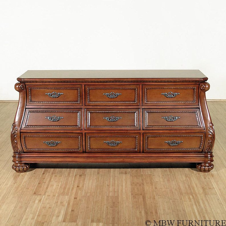 Mahogany French Bombe Chest Dresser   