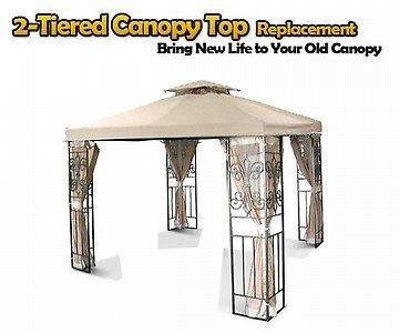   Replacement 10x10 Patio Garden Gazebo Canopy Top Cover Beige 10 x 10