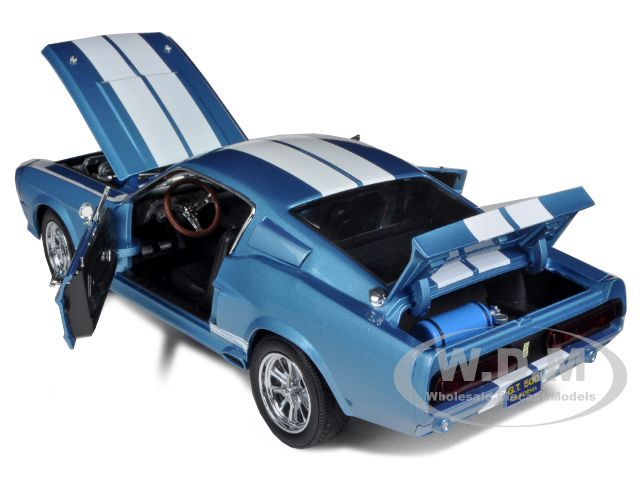 1967 SHELBY MUSTANG GT500 BLUE W WHITE STRIPES 1/18 BY SHELBY 