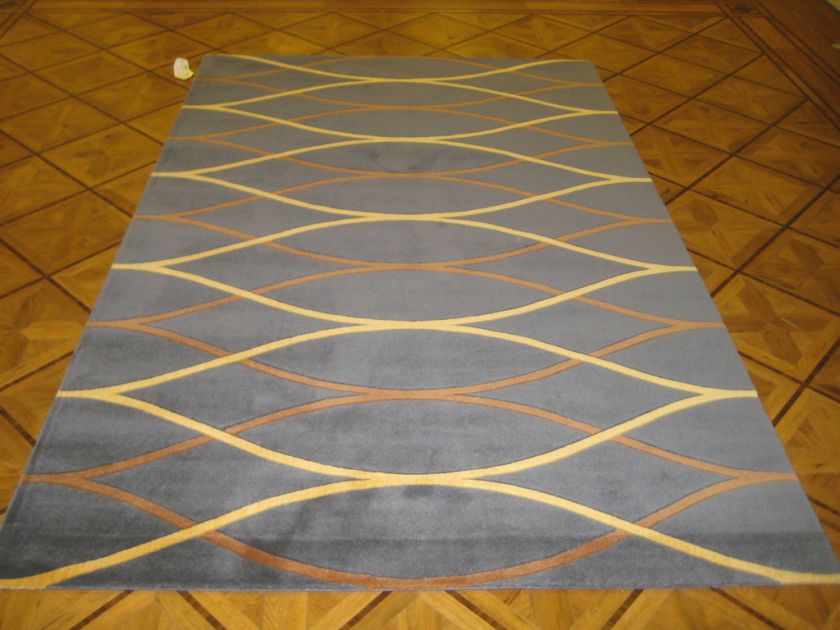 5x8 Gray Yellow Modern Machine Made Wool Area Rug   