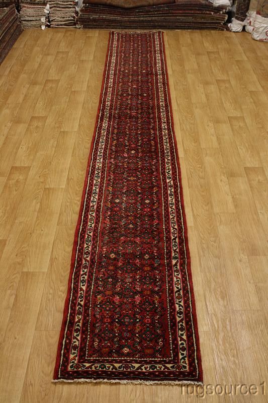   RED WOOL RUNNER 3X20 HAMEDAN PERSIAN ORIENTAL AREA RUG CARPET  