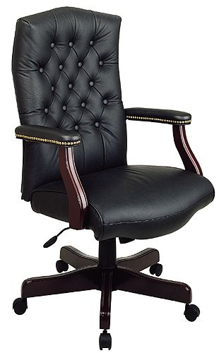 TEX232L MARTHA WASHINGTON PREMIUM BLACK LEATHER CHAIR  