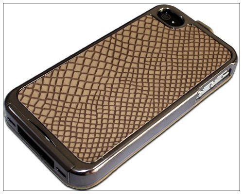 Dual use snake skin Flip Leather Chrome Hard Back Case Cover for 