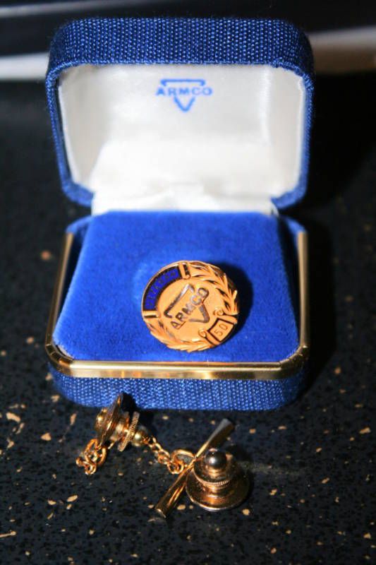 Vintage Armco Steel 50 year Service Award 10k Tie Tack  