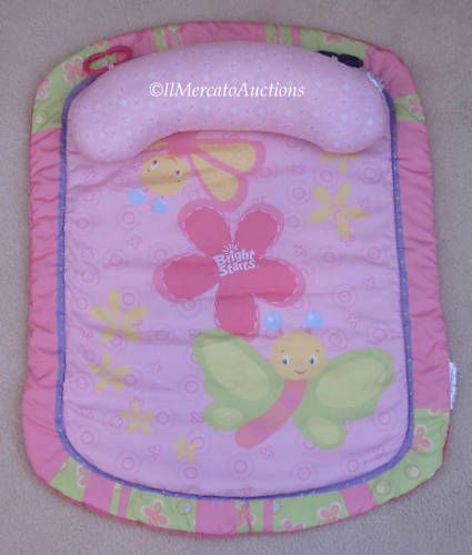   Bright Starts TUMMY TIME Play Mat Baby Toy Pillow Pink 28 x 21 GUC