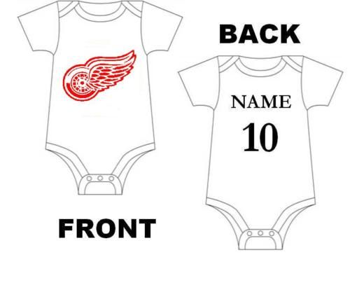 NHL Peronsalised Detroit Red Wings Baby Grow/Onesie  