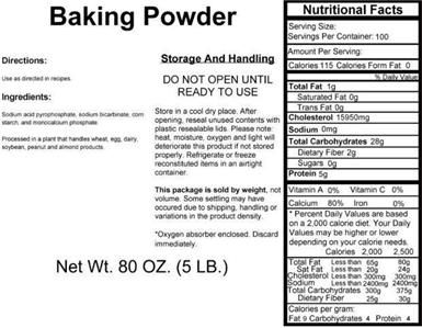 BAKING POWDER 6 #10 CAN EMERGENCY SURVIVAL FOOD BAKE  