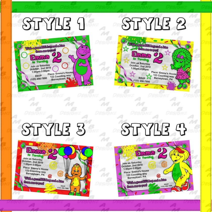 Barney & Friends Birthday invitations + Party Supplies  
