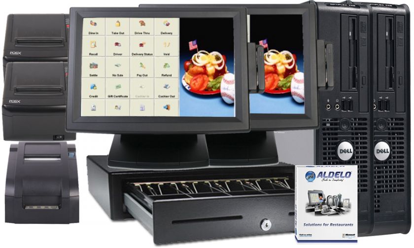 ALDELO POS RESTAURANT COMPLETE SYSTEM 2 Stations NEW  