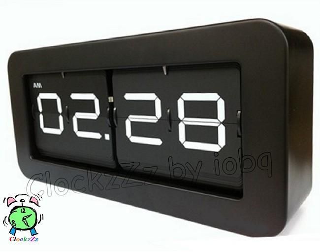   Home Decor Modern Large Auto Flip Table Desk Wall Clock BLACK  