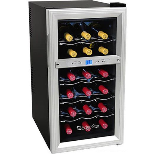 EdgeStar 18 Bottle Dual Zone Silver & Black Wine Cooler